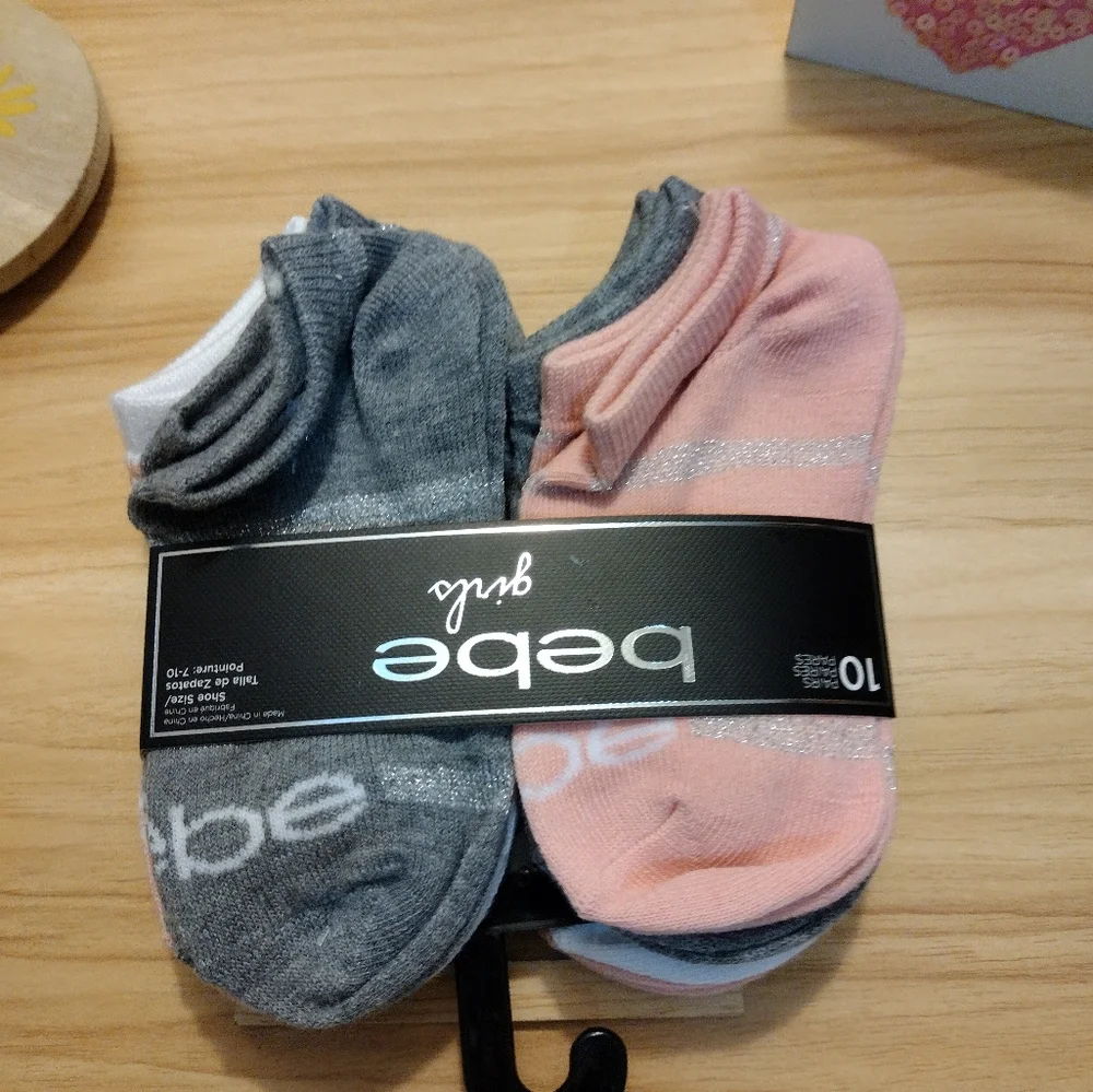 Bebe Girls 10 Pair Multi-Pack Socks Shoe Size 7-10 NWT 🩷